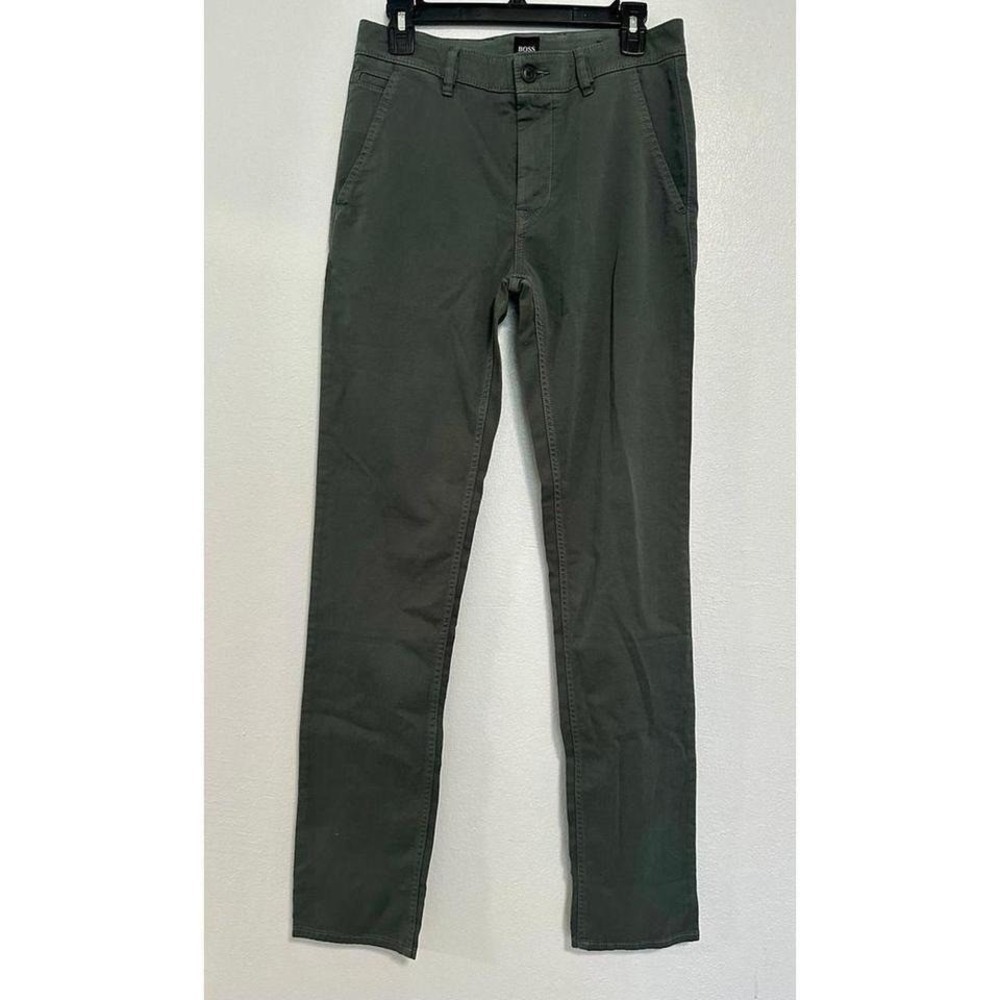 HUGO BOSS Slim Fit Chinos Pants Men Olive Green Size 29x34